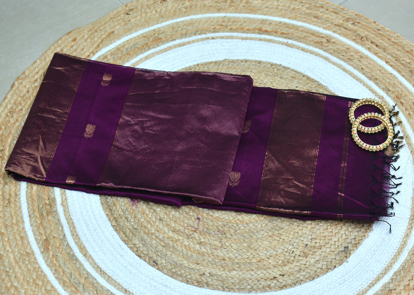 Maheshwari Handloom Saree with Lotus Buta