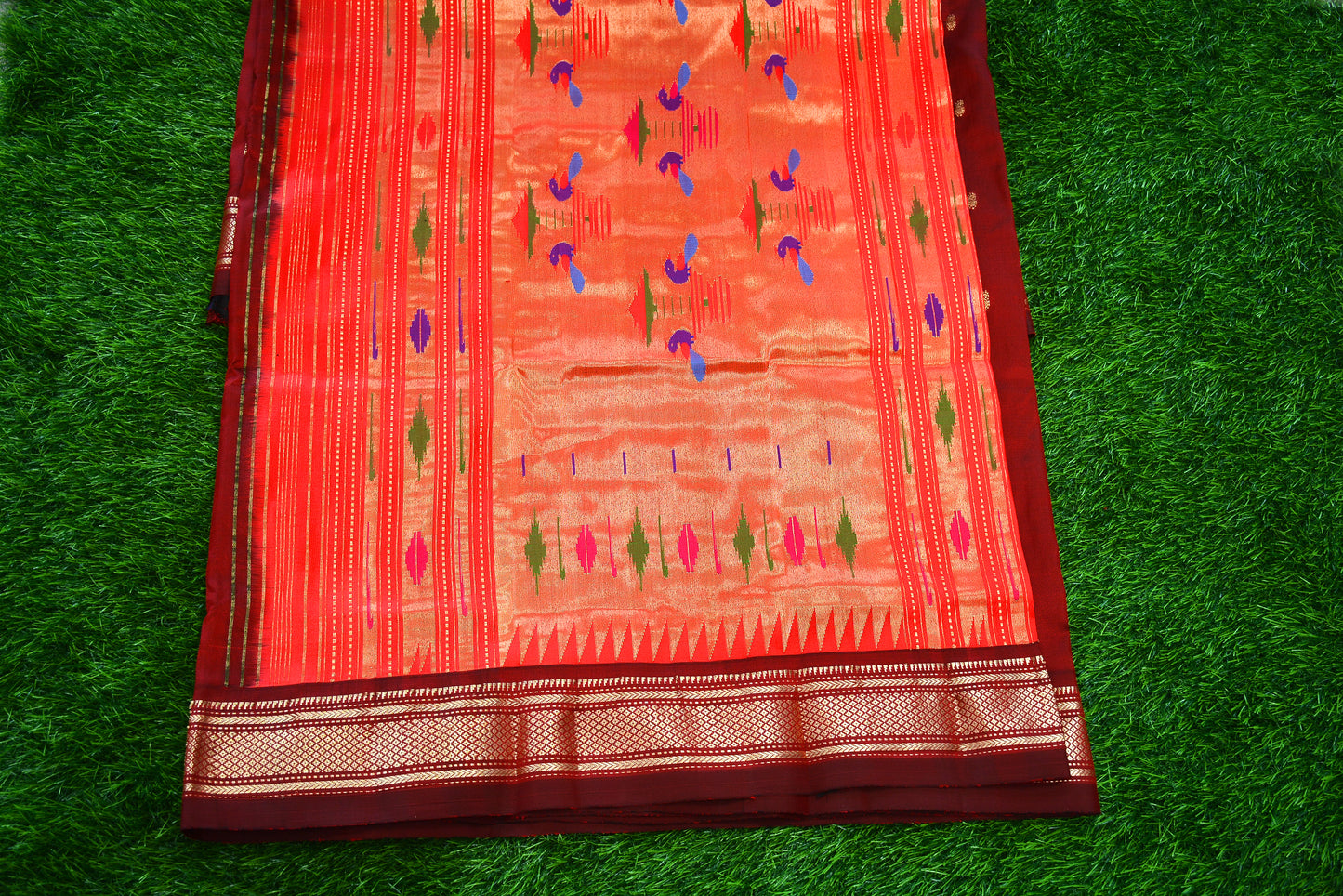 Pure Silk Handloom Paithani with double Pallu