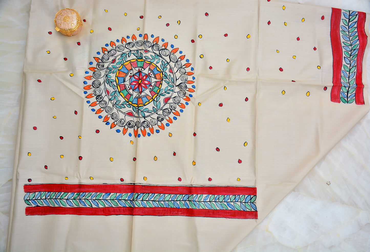 Pure Tussar Silk hand painted Fabric