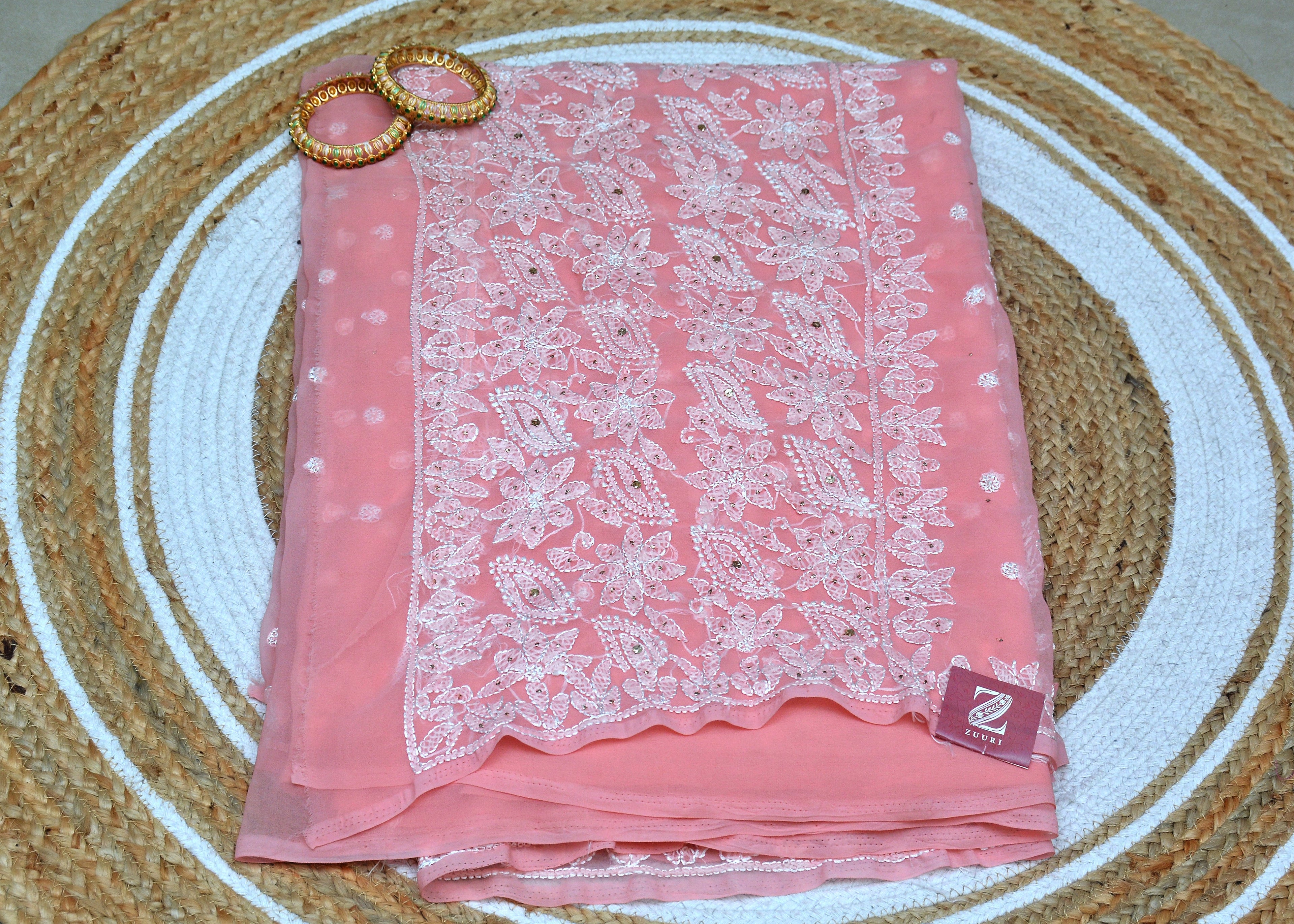 Hand Embroidered Lucknowi Chikankari Sarees