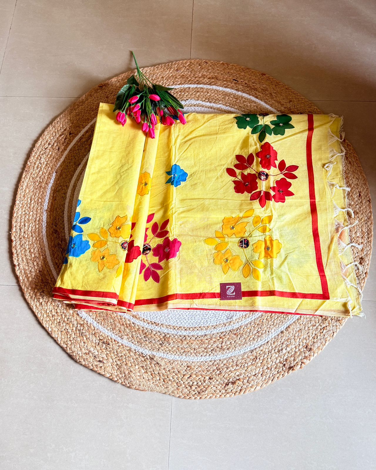 Pure Cotton Applique Work Sarees