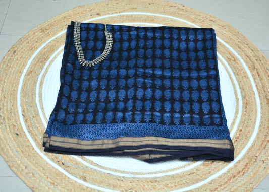 Maheshwari Handloom Handblock Print Saree