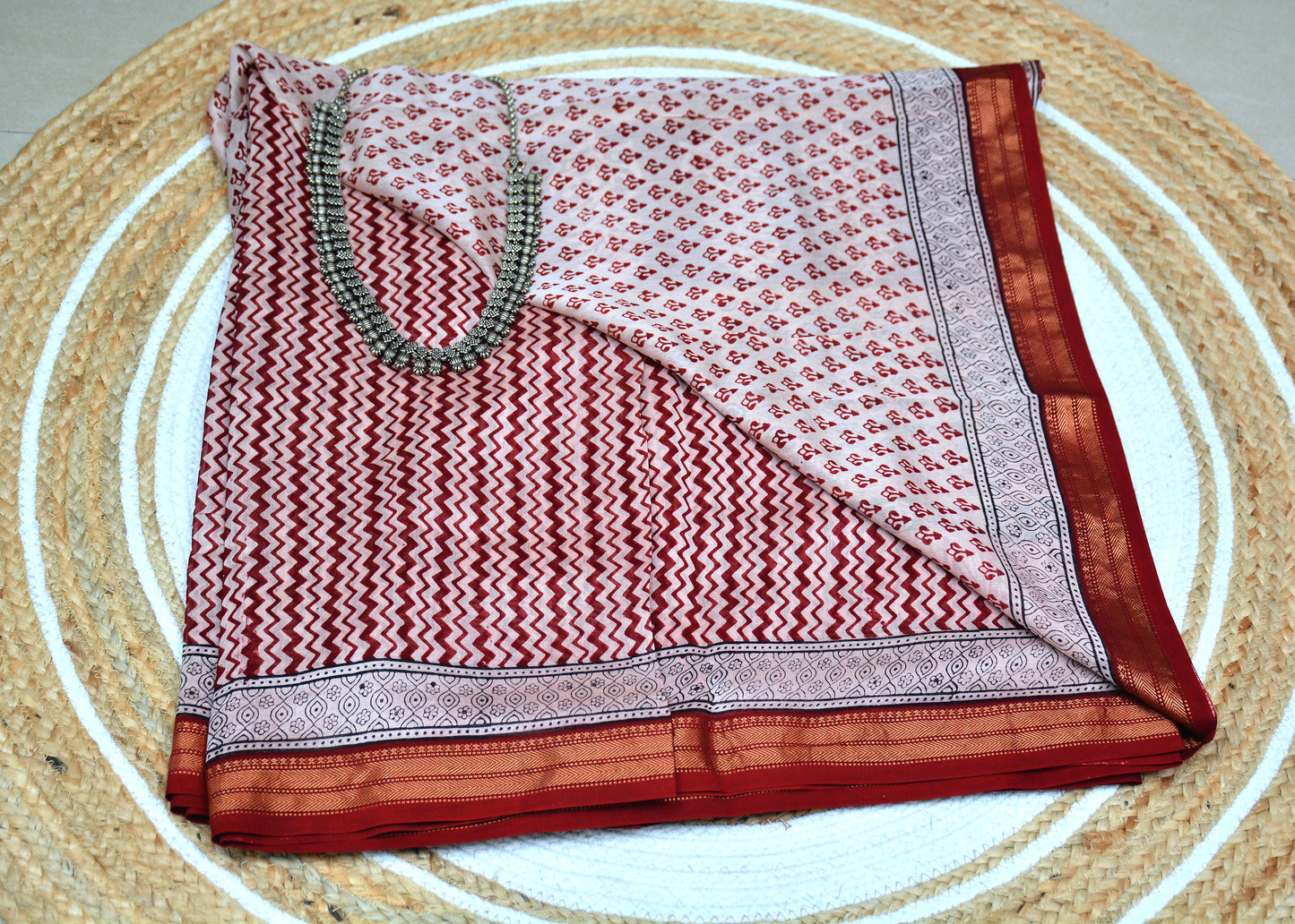 Maheshwari Handloom Handblock Print Saree