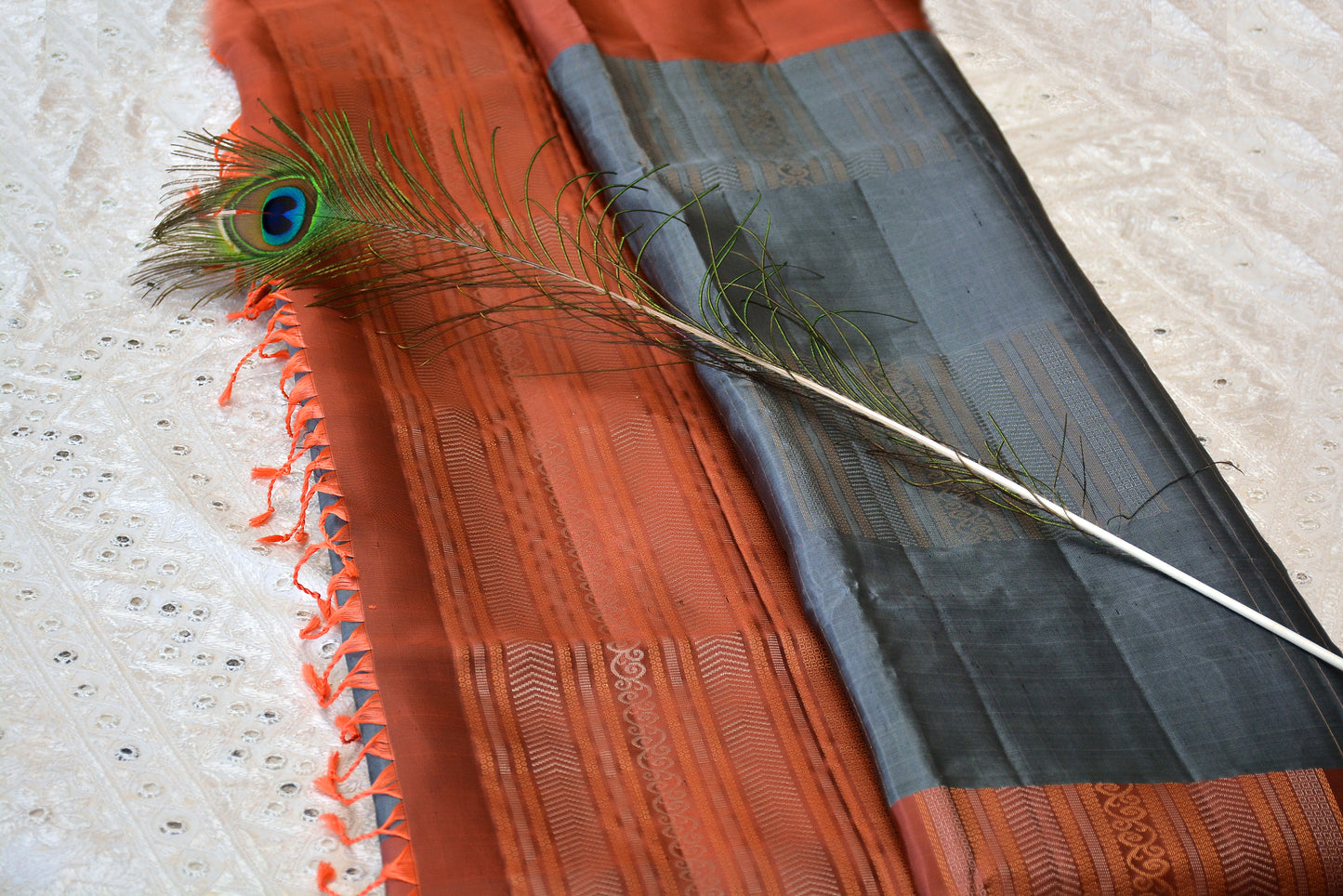 Pure Soft Silk Saree With Big Contrast Border and Big butas