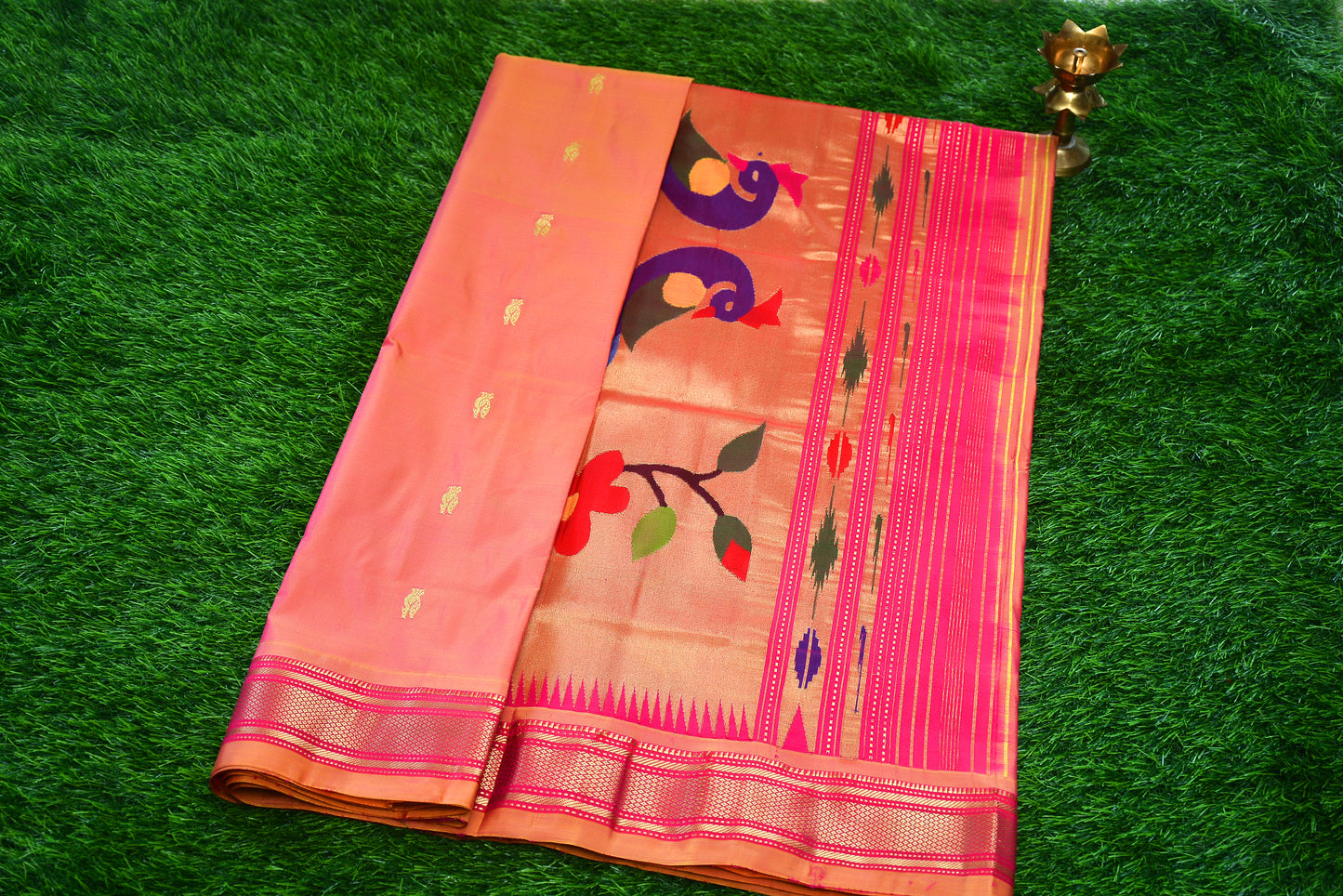 Pure Silk Handloom Paithani with Peacock pallu