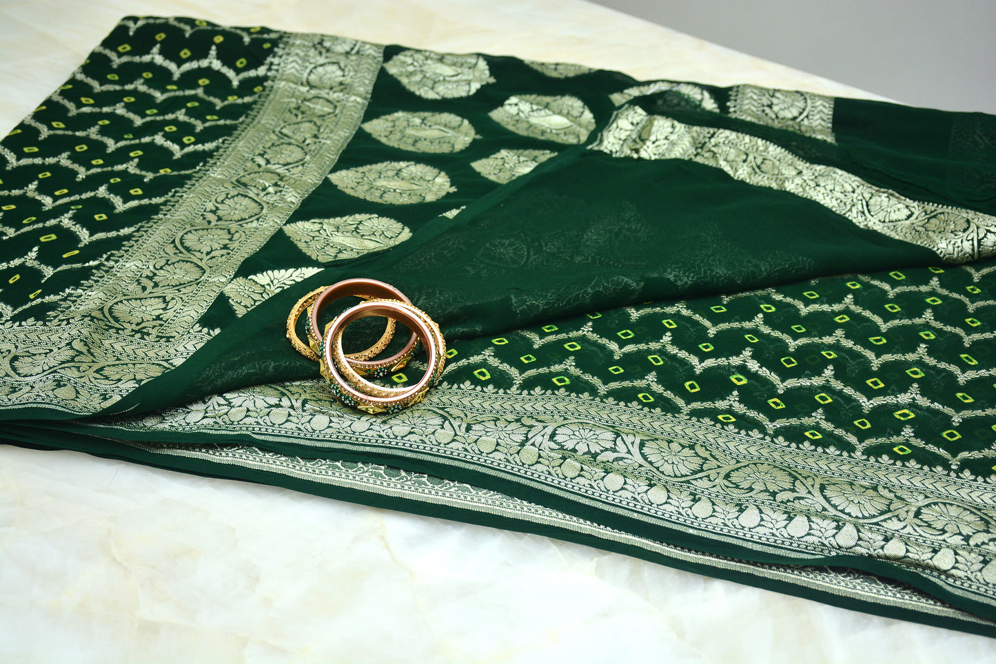 Pure Banarasi Georgette with Bandhni Design