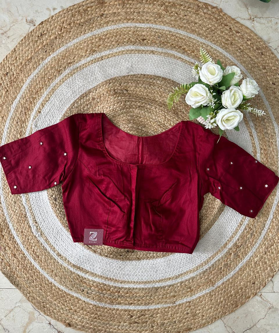 Hand Embroidered Mirror work Cotton Blouse