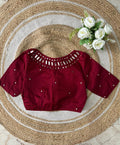 Hand Embroidered Mirror work Cotton Blouse