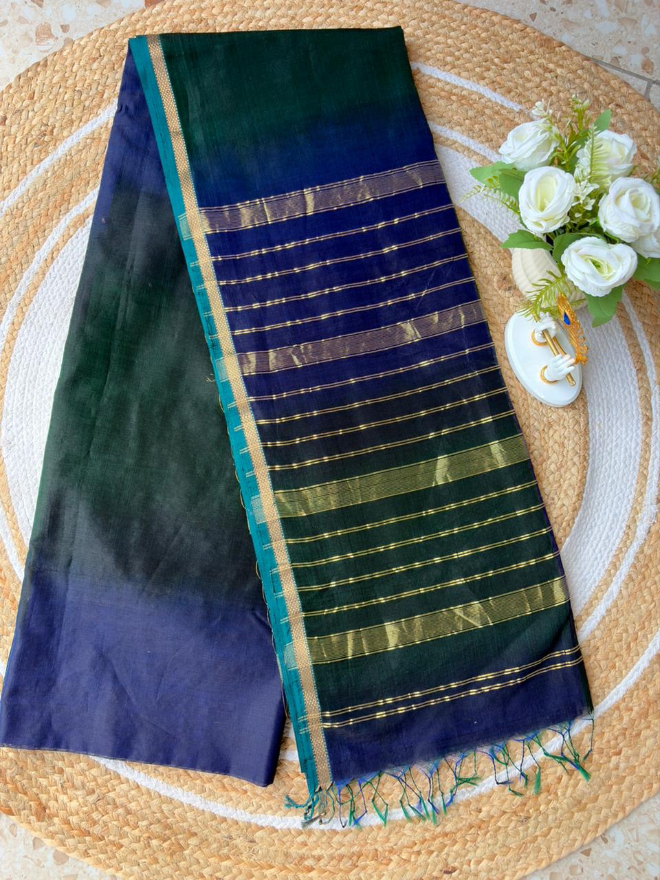 Handloom Maheshwari Dual Tone Saree