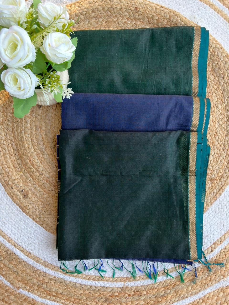 Handloom Maheshwari Dual Tone Saree