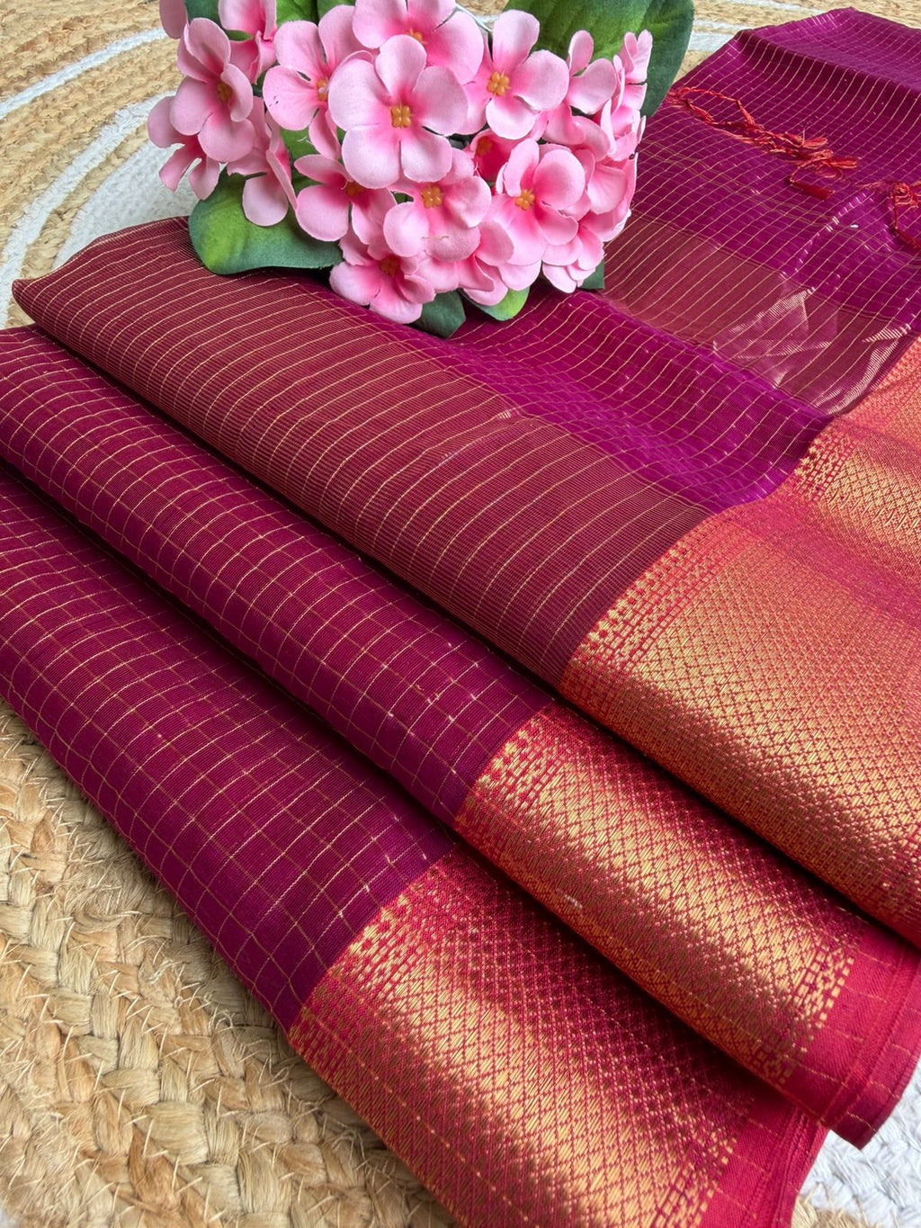 Handloom Maheshwari Silk-Cotton Saree