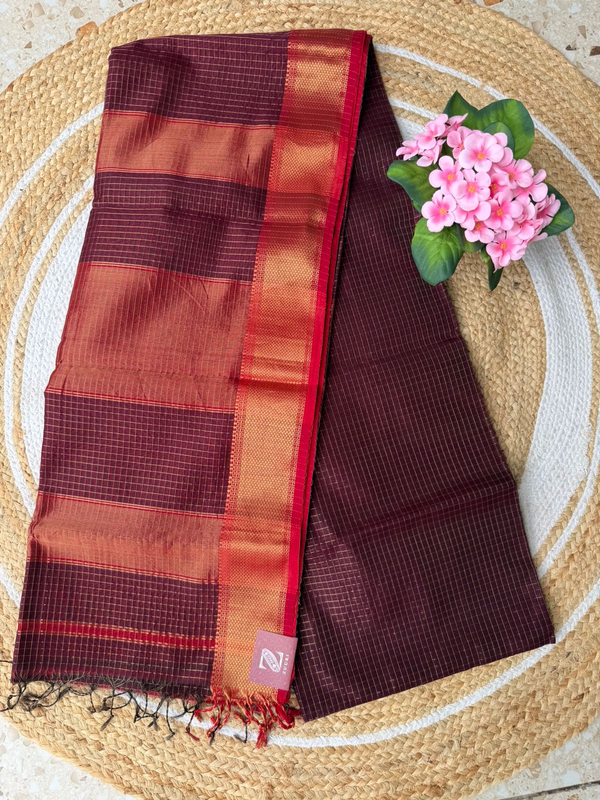 Handloom Maheshwari Silk-Cotton Saree