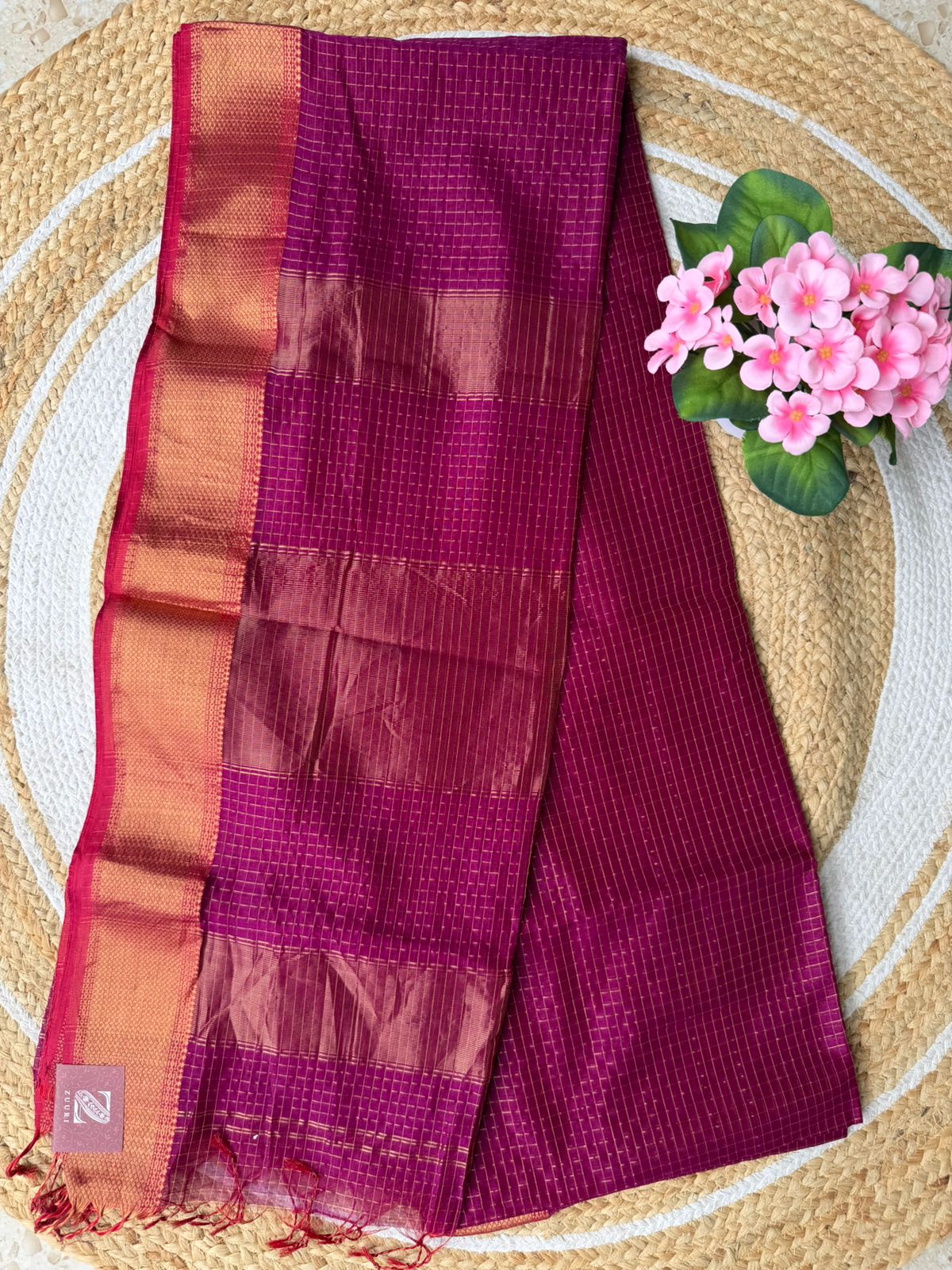 Handloom Maheshwari Silk-Cotton Saree