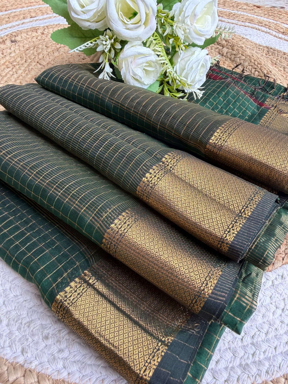 Handloom Maheshwari Silk-Cotton Saree
