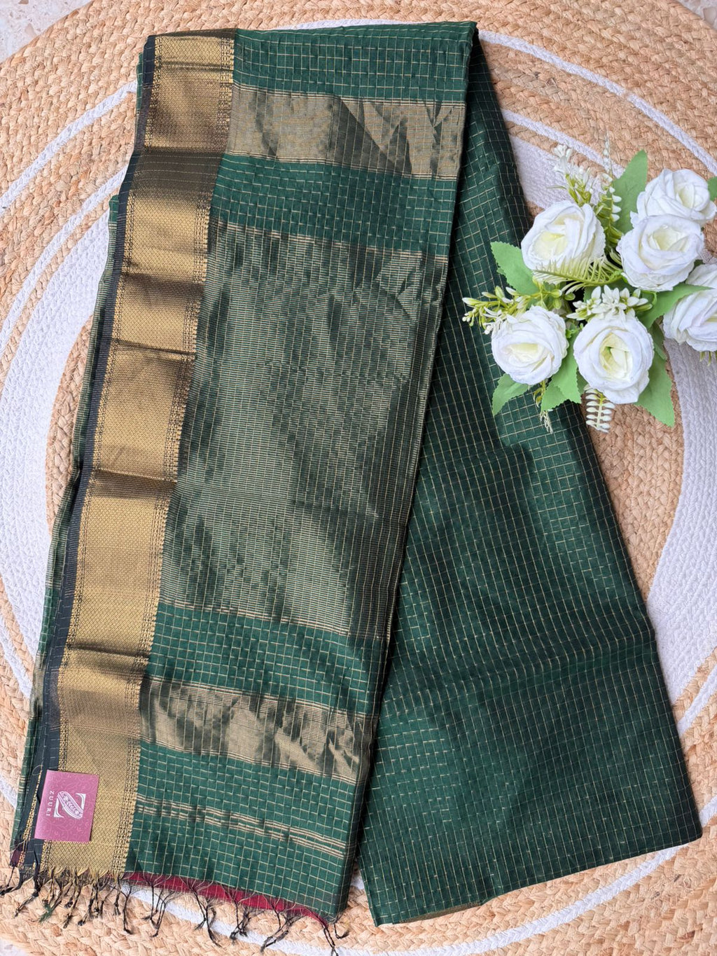 Handloom Maheshwari Silk-Cotton Saree