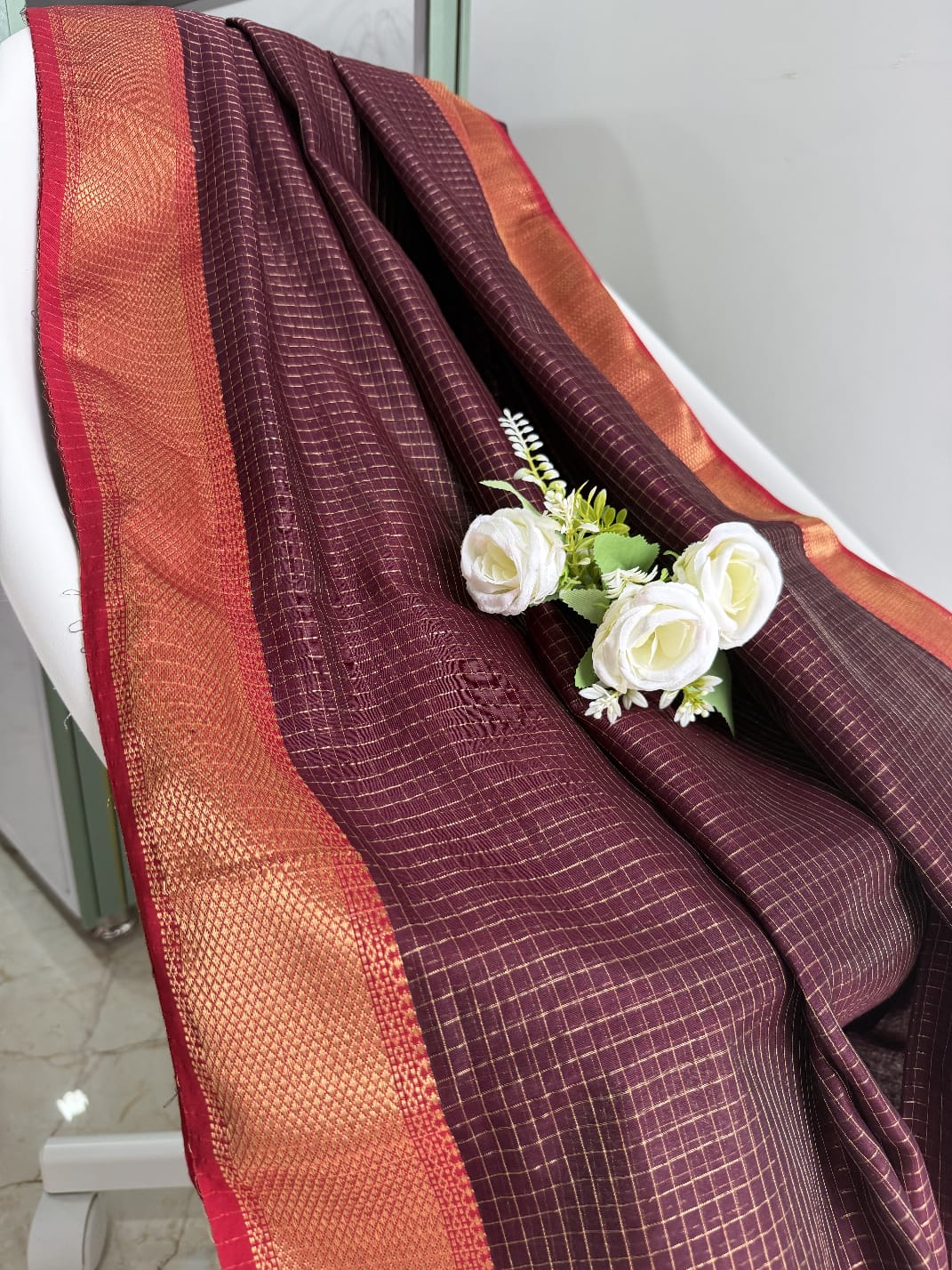 Handloom Maheshwari Silk-Cotton Saree