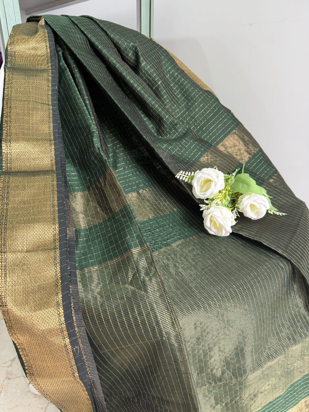 Handloom Maheshwari Silk-Cotton Saree