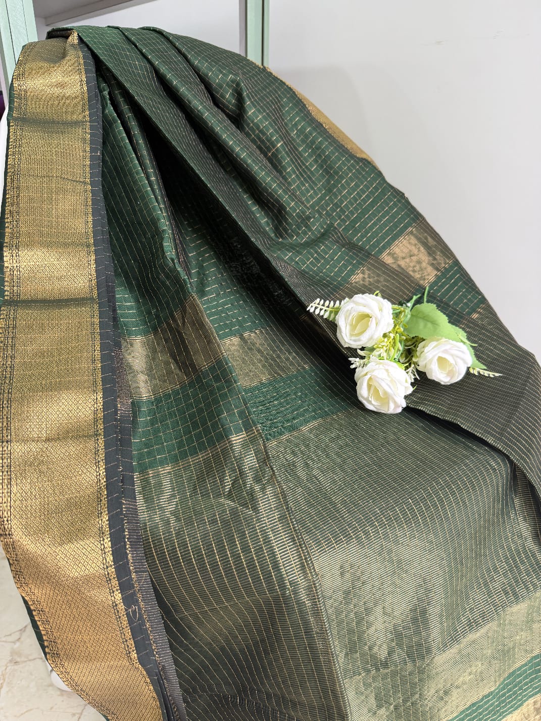 Handloom Maheshwari Silk-Cotton Saree
