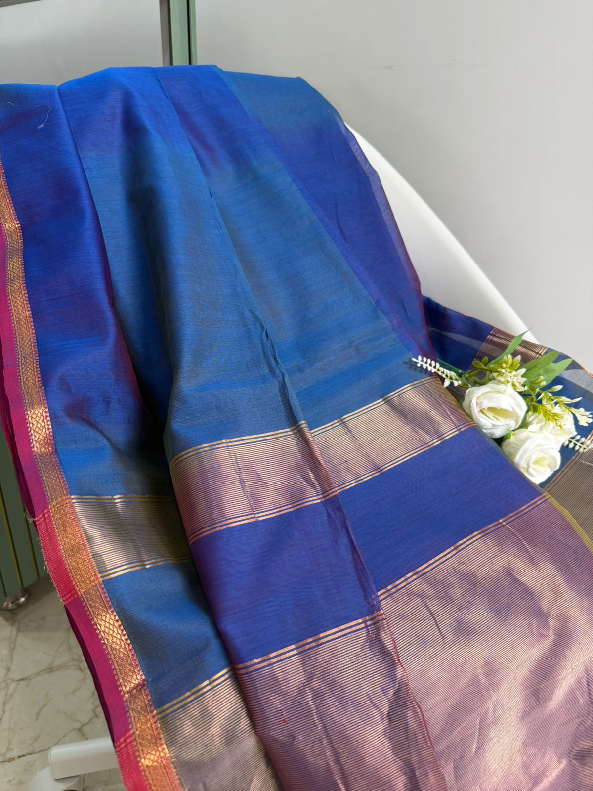 Maheshwari Shaded Plain Body Saree