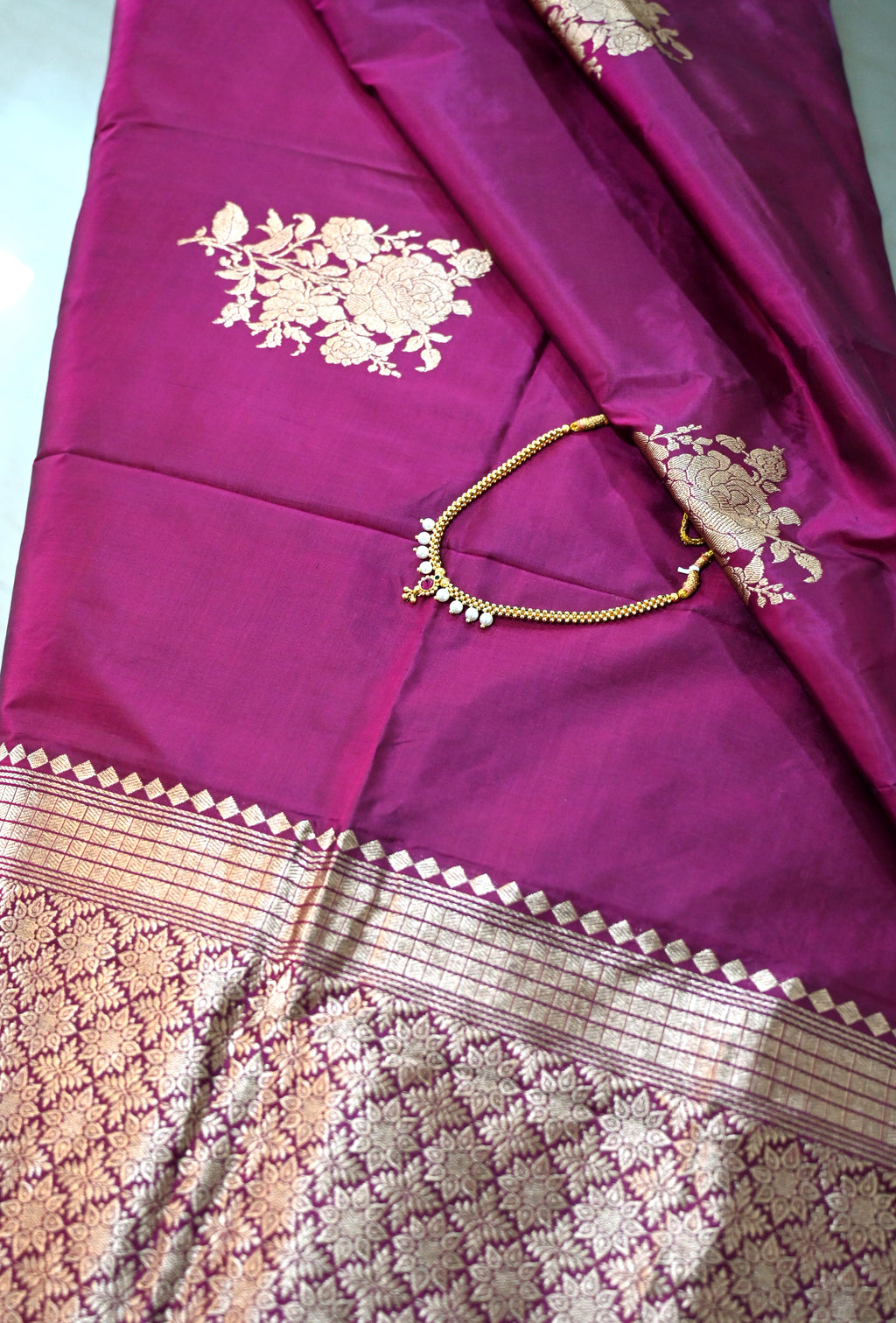 Pure Banarasi Katan Silk Saree without border