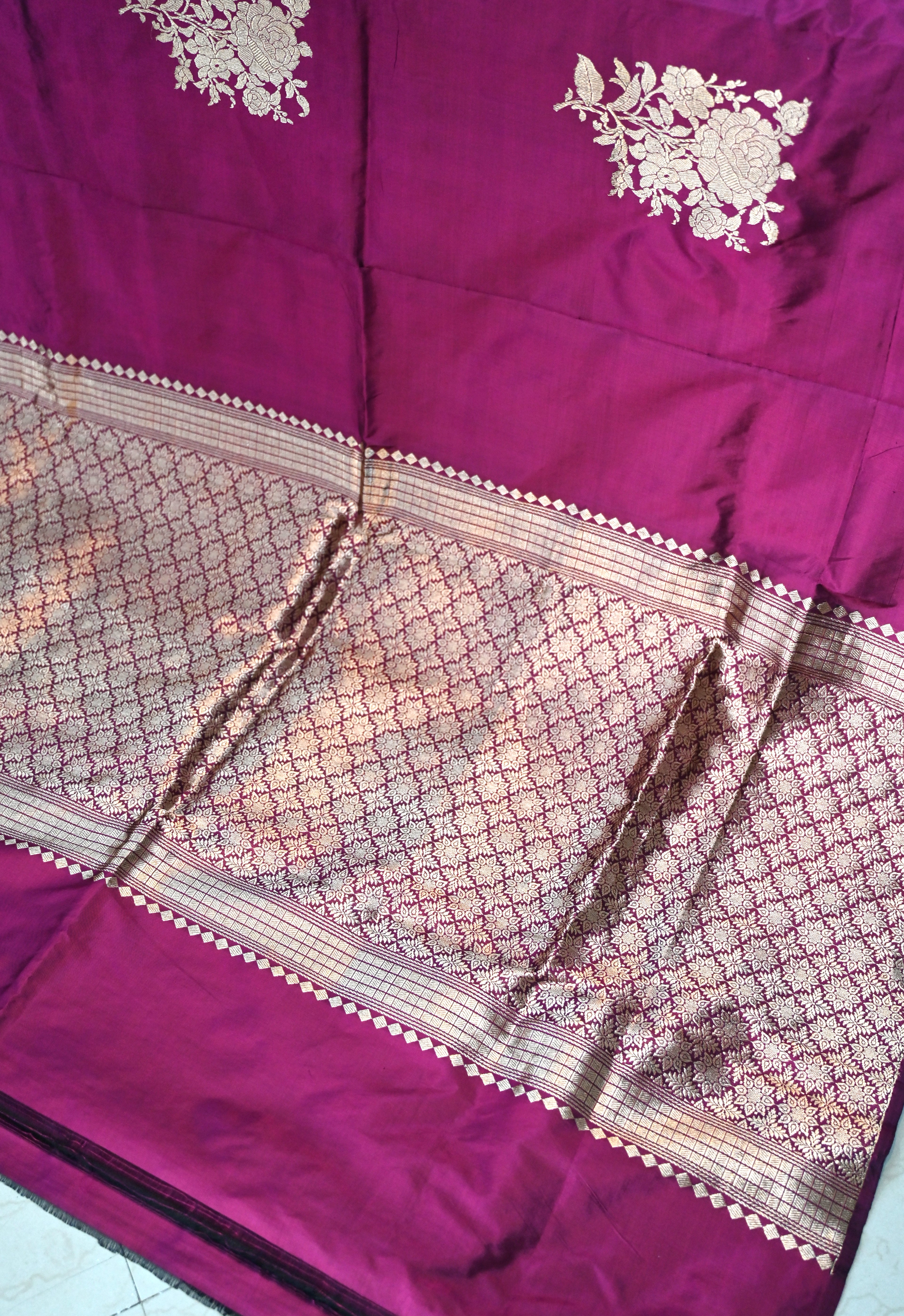 Pure Banarasi Katan Silk Saree without border