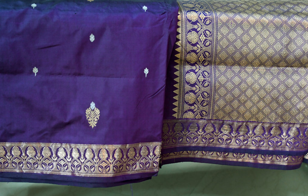 Pure Banarasi Katan Silk Saree without border