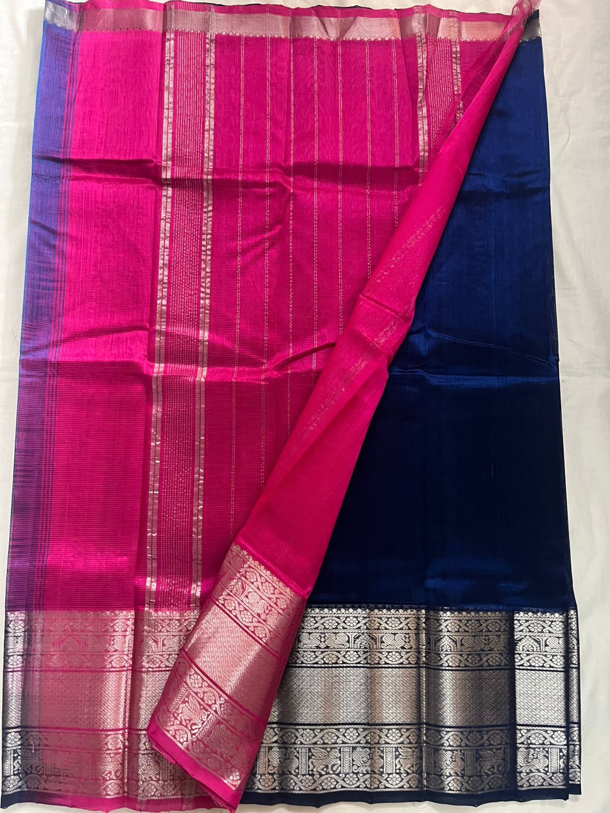 Handloom Mangalagiri Silk Cotton Sarees with Kanchi border