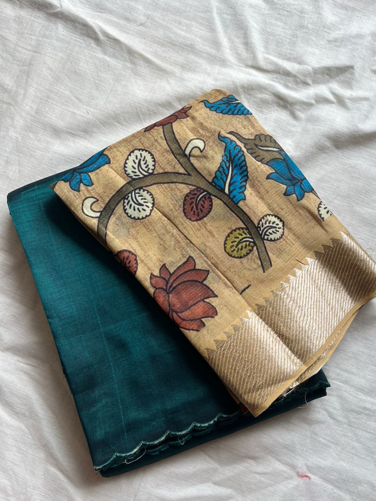 Handloom Mangalagiri Cotton Silk Sarees plain with Silk cotton blouse