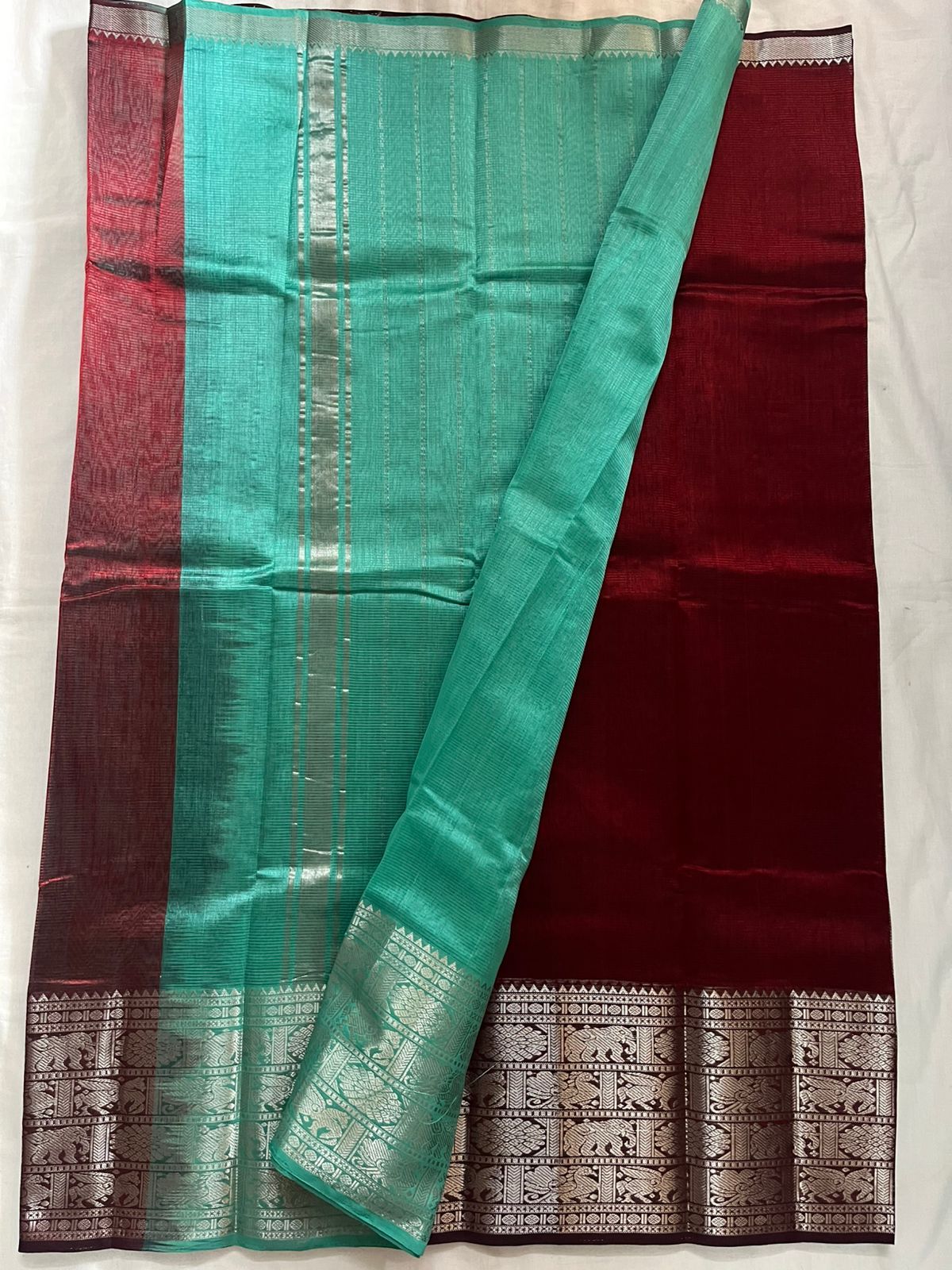 Handloom Mangalagiri Silk Cotton Sarees with kanchi border