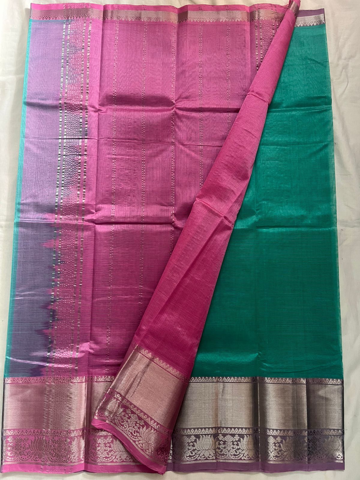 Handloom Mangalagiri Silk Cotton Sarees with Kanchi border